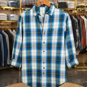 Men’s Premium Checkered Shirt – Stylish Blue Plaid Casual Wear