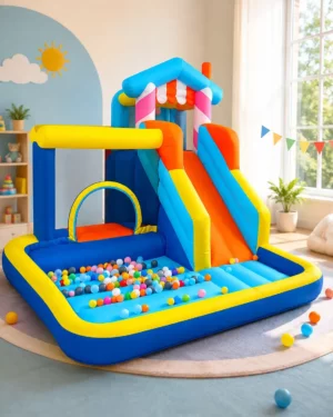 Kids Inflatable Bounce House with Slide & Ball Pool – Indoor Play Castle