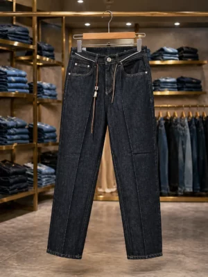 Men’s Solid Dark Wash Denim Jeans – Straight Fit Black Blue