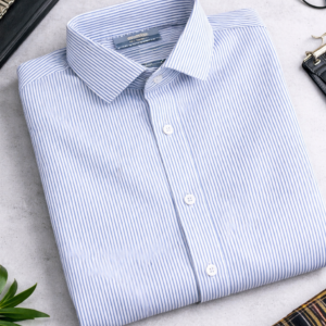 Men’s Blue Striped Formal Shirt – Classic Tailored Elegance