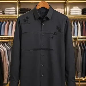 Men’s Premium Office Wear Shirt – Dark Grey Full Sleeve