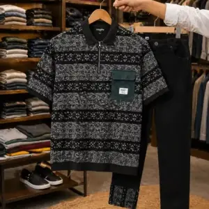 Men’s Premium Printed Shirt with Black Trouser – Stylish Combo Set