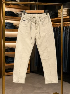 Men’s Beige Drawstring Pants – Premium Casual Wear Smart Fit Trousers