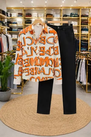 Men’s Trendy Combo Pack – Printed Shirt and Solid Pant Combo Set