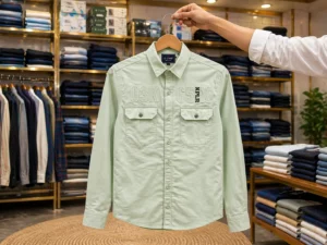 Men’s Trendy Olive Green Solid Shirt – Full Sleeve Smart Casual Wear