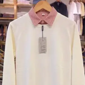 Men’s Smart Layered Knit Sweater – Ribbed Pullover with Shirt Collar