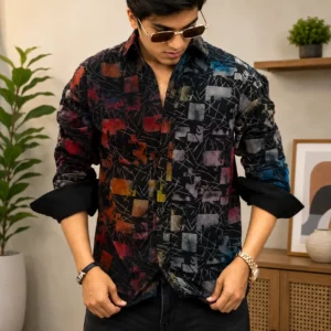 Men's Graphic Casual Shirt with Full-Length Sleeves | Smart Casual Party Wear